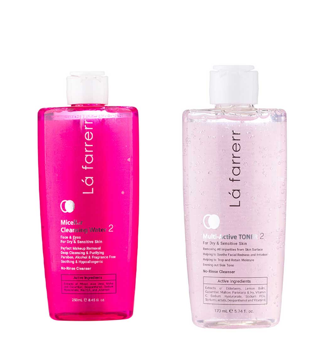 پک محلول آرایش پاک کن پوست خشک و حساس و تونر مولتی اکتیو 2 برای پوست خشک و حساس