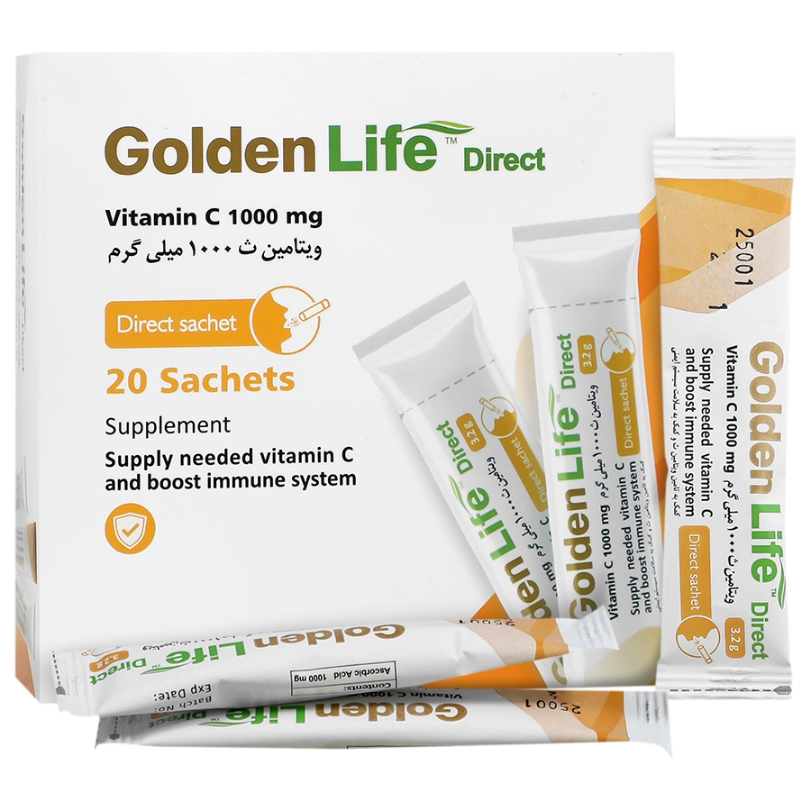 گلدن لایف ویتامین سی۱۰۰۰میلی گرم ۲۰ساشه