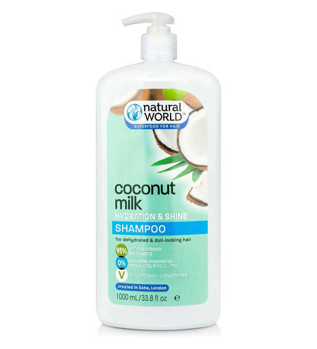 شامپو شیر نارگیل آبرسان و براق کننده مو حجم 1000 میل