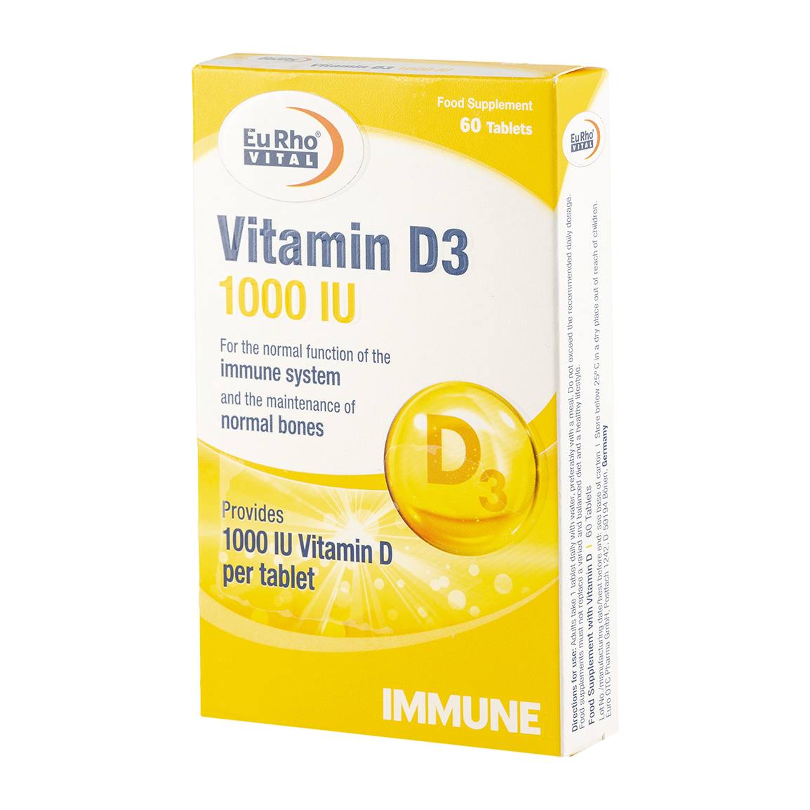 قرص ویتامین D3 1000 واحد بسته 60 عددی