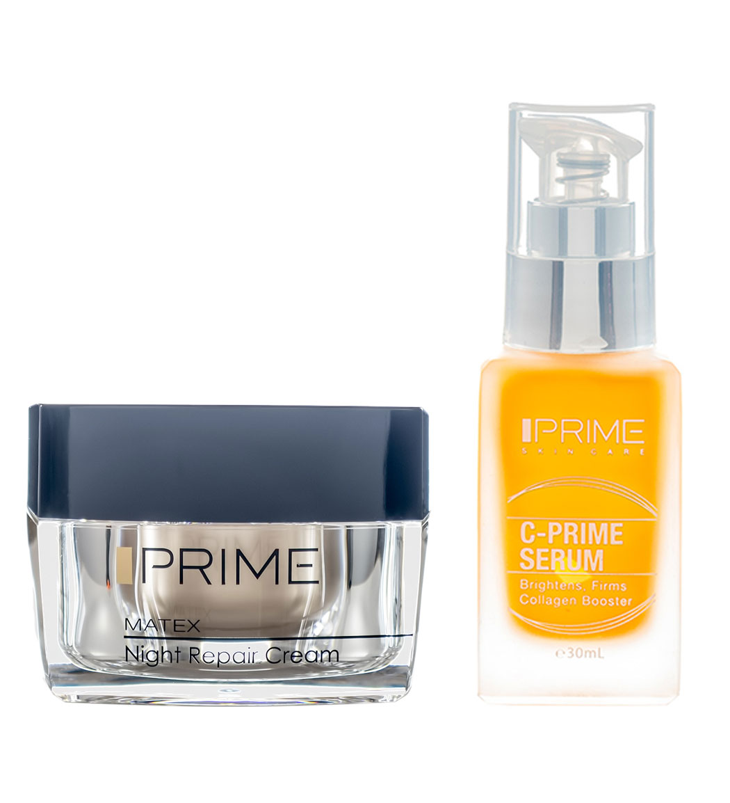 پک کرم شب بازسازی کننده پوست و سرم ویتامین سی